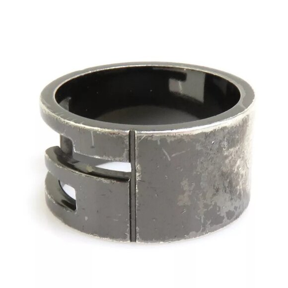 Auth GUCCI G Logo Ring Gunmetal Silver 925 authentic - Picture 3 of 9